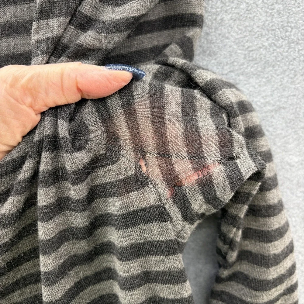 Eileen Fisher Sweater Dress Medium Gray Stripe Merino Alpaca Lightweight Swing - Picture 4 of 13